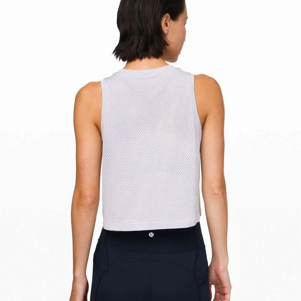 Lululemon Breeze By Muscle Logo Tank Top in Silver Lilac Gray Lavender, Size 8 - Picture 6 of 6
